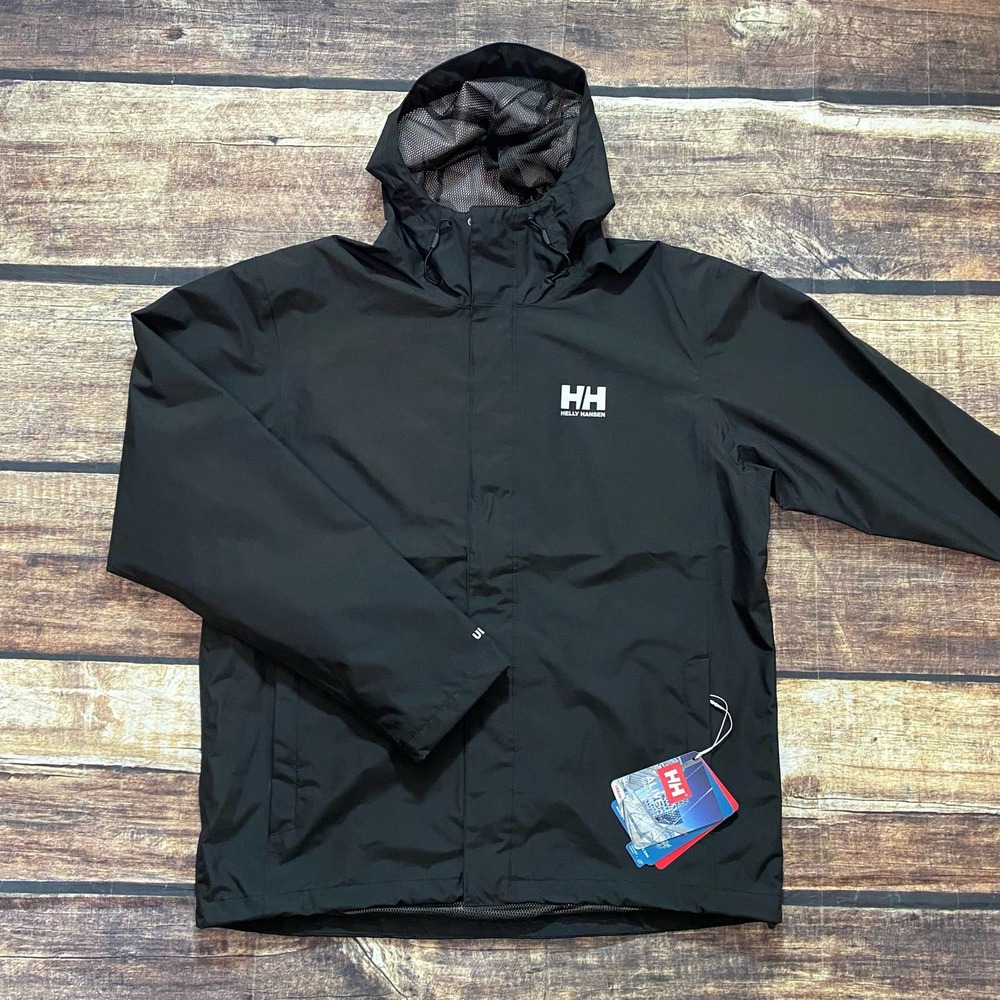 Helly Hansen Uline Seven J Winbreaker Jacket Black Waterproof Rain Coat NWT NEW